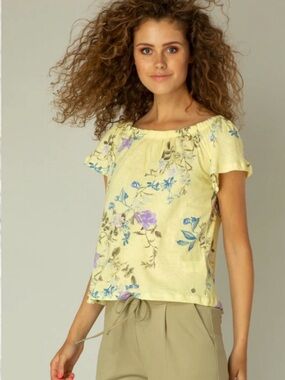 Floral Yellow and Purple Women's Tee